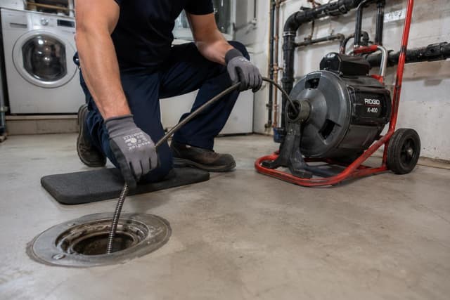 Débouchage d'un drain avec une machine professionnelle