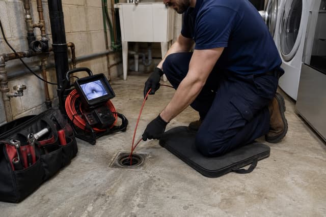 Inspection d'un drain avec caméra professionnelle