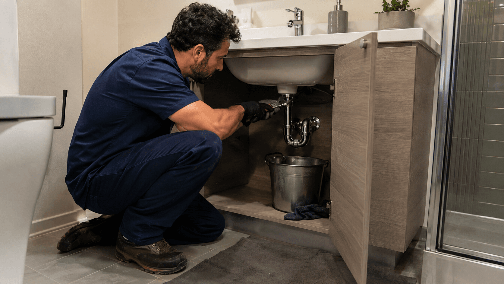 Lavabo de salle de bain bouché avec eau stagnante
