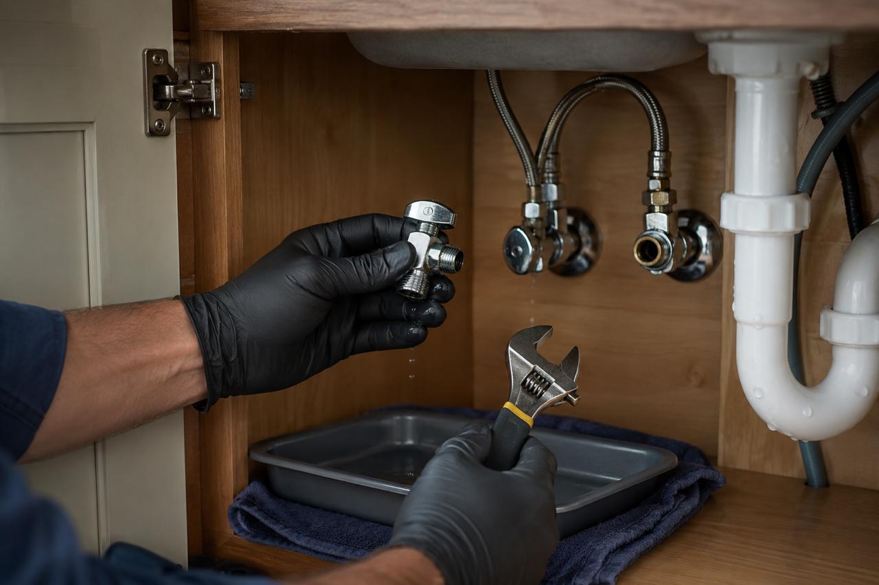 Réparation d'une valve qui fuit sous un évier